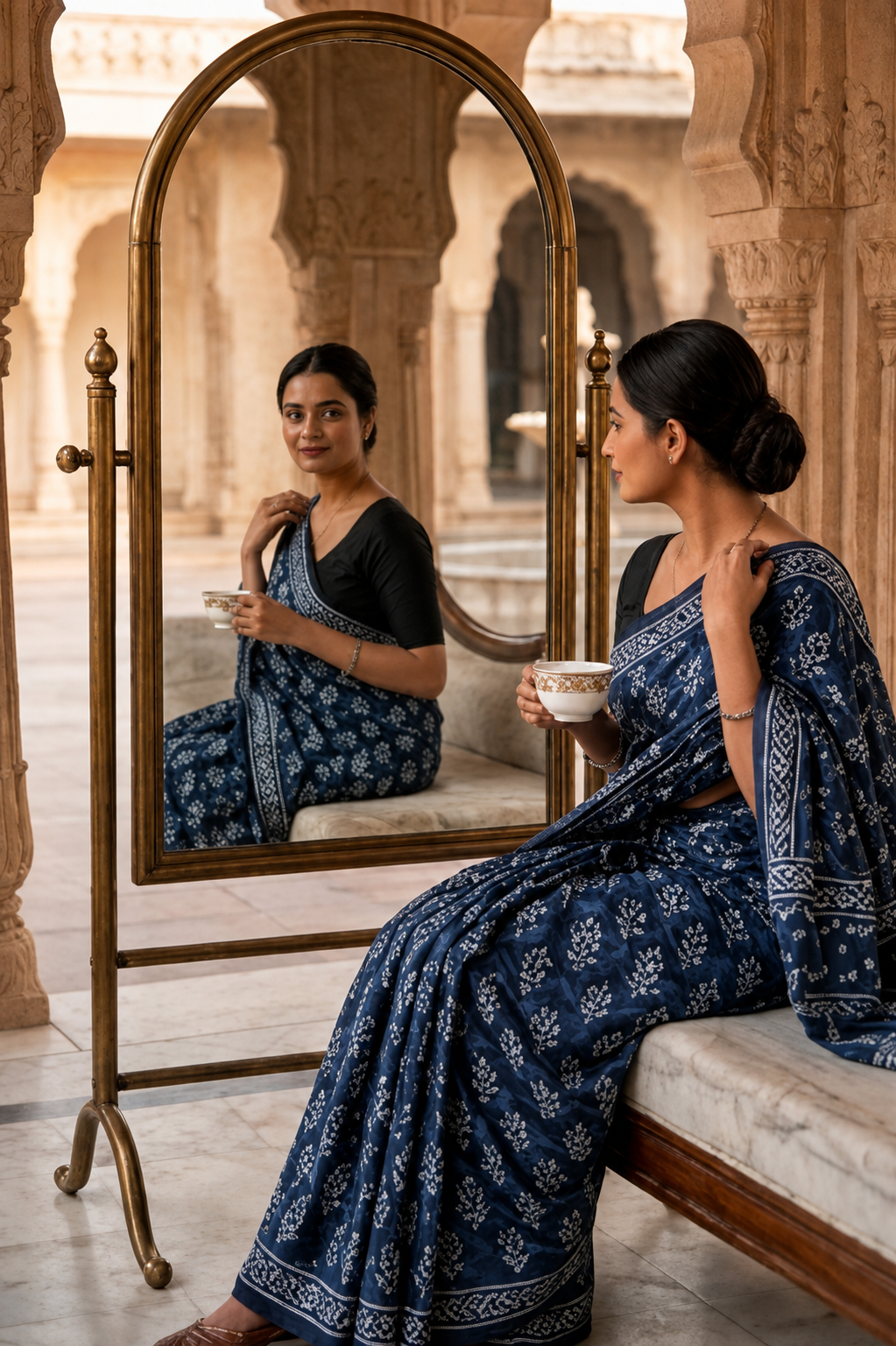 Bagru Hand Block Printed Pure Cotton Saree